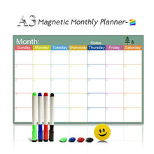 Load image into Gallery viewer, A3 Magnetic Weekly & Monthly Planner Whiteboard Fridge Magnet Flexible Daily Message Drawing Refrigerator Bulletin White Board