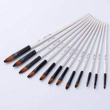 Load image into Gallery viewer, 12 pcs/set Nylon Hair Watercolor Paint Brush Pen Set for Learning DIY Wooden Handle Oil Acrylic Painting Art Brushes Supplies
