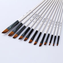 Load image into Gallery viewer, 12 pcs/set Nylon Hair Watercolor Paint Brush Pen Set for Learning DIY Wooden Handle Oil Acrylic Painting Art Brushes Supplies
