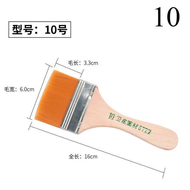 High Quality Nylon Paint Brush  Different Size Wooden Handle Watercolor Brushes For Acrylic Oil Painting School Art Supplies