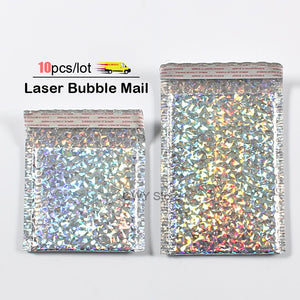 10pcs/lot laser Bubble Mailer Poly Mailing Bags Shipping Envelopes with Bubble Shipping Packaging Envelope Mailers Padded