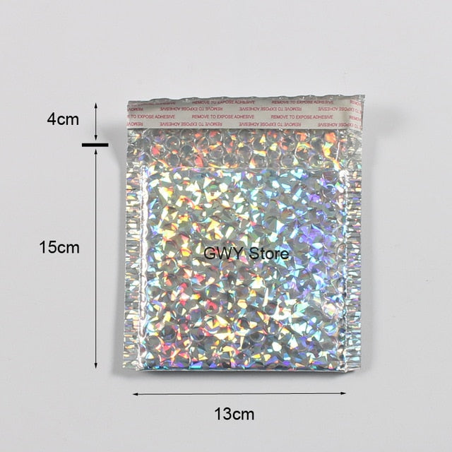 10pcs/lot laser Bubble Mailer Poly Mailing Bags Shipping Envelopes with Bubble Shipping Packaging Envelope Mailers Padded
