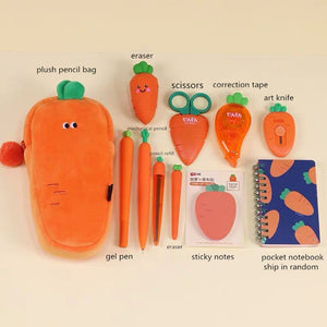 2020 Sharkbang Creative Carrot Series Silicone Soft Pencil Case Penholder Organizer Bag Kawaii Stationery Set Kids Birthday Gift