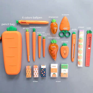 2020 Sharkbang Creative Carrot Series Silicone Soft Pencil Case Penholder Organizer Bag Kawaii Stationery Set Kids Birthday Gift