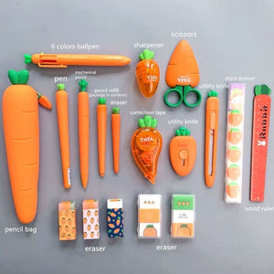 2020 Sharkbang Creative Carrot Series Silicone Soft Pencil Case Penholder Organizer Bag Kawaii Stationery Set Kids Birthday Gift