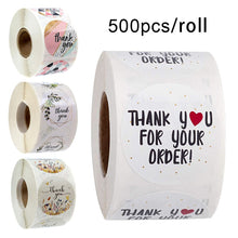 Load image into Gallery viewer, 500pcs/roll Thank You Stickers Seal Labels Scrapbook Handmade Sticker Circle Stationery Food Hand Made Deco for Envelope Gift
