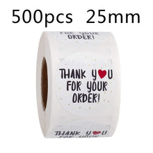 Load image into Gallery viewer, 500pcs/roll Thank You Stickers Seal Labels Scrapbook Handmade Sticker Circle Stationery Food Hand Made Deco for Envelope Gift
