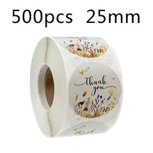 Load image into Gallery viewer, 500pcs/roll Thank You Stickers Seal Labels Scrapbook Handmade Sticker Circle Stationery Food Hand Made Deco for Envelope Gift
