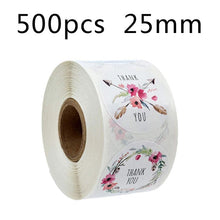 Load image into Gallery viewer, 500pcs/roll Thank You Stickers Seal Labels Scrapbook Handmade Sticker Circle Stationery Food Hand Made Deco for Envelope Gift
