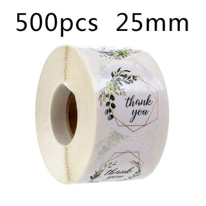500pcs/roll Thank You Stickers Seal Labels Scrapbook Handmade Sticker Circle Stationery Food Hand Made Deco for Envelope Gift