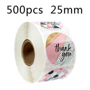 500pcs/roll Thank You Stickers Seal Labels Scrapbook Handmade Sticker Circle Stationery Food Hand Made Deco for Envelope Gift