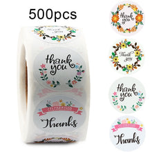 Load image into Gallery viewer, 500pcs/roll Thank You Stickers Seal Labels Scrapbook Handmade Sticker Circle Stationery Food Hand Made Deco for Envelope Gift
