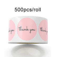 Load image into Gallery viewer, 500pcs/roll Thank You Stickers Seal Labels Scrapbook Handmade Sticker Circle Stationery Food Hand Made Deco for Envelope Gift
