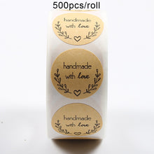 Load image into Gallery viewer, 500pcs/roll Thank You Stickers Seal Labels Scrapbook Handmade Sticker Circle Stationery Food Hand Made Deco for Envelope Gift
