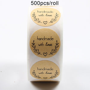 500pcs/roll Thank You Stickers Seal Labels Scrapbook Handmade Sticker Circle Stationery Food Hand Made Deco for Envelope Gift