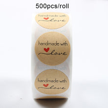 Load image into Gallery viewer, 500pcs/roll Thank You Stickers Seal Labels Scrapbook Handmade Sticker Circle Stationery Food Hand Made Deco for Envelope Gift

