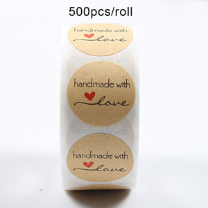 500pcs/roll Thank You Stickers Seal Labels Scrapbook Handmade Sticker Circle Stationery Food Hand Made Deco for Envelope Gift