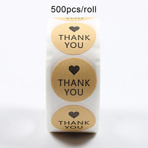 500pcs/roll Thank You Stickers Seal Labels Scrapbook Handmade Sticker Circle Stationery Food Hand Made Deco for Envelope Gift