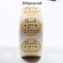 Load image into Gallery viewer, 500pcs/roll Thank You Stickers Seal Labels Scrapbook Handmade Sticker Circle Stationery Food Hand Made Deco for Envelope Gift
