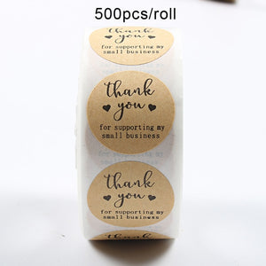 500pcs/roll Thank You Stickers Seal Labels Scrapbook Handmade Sticker Circle Stationery Food Hand Made Deco for Envelope Gift