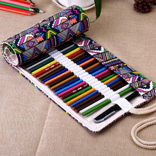 Load image into Gallery viewer, 2020 Pencil Case 36/48/72 /12 Holes Canvas Wrap Roll Up Pencil Bag Pen Case Holder Storage Pouch Writing Supplies JR Deals
