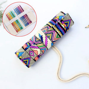 2020 Pencil Case 36/48/72 /12 Holes Canvas Wrap Roll Up Pencil Bag Pen Case Holder Storage Pouch Writing Supplies JR Deals
