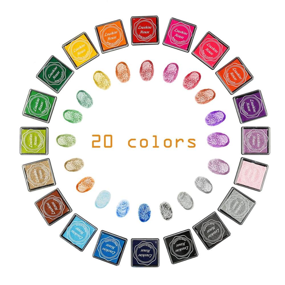 20 pcs/lot cute cartoon DIY ink pad plastic stamp fingerpaint inkpad for scrapbooking decoaration 20 colors