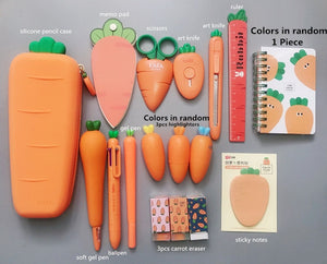2020 Sharkbang Creative Carrot Series Silicone Soft Pencil Case Penholder Organizer Bag Kawaii Stationery Set Kids Birthday Gift